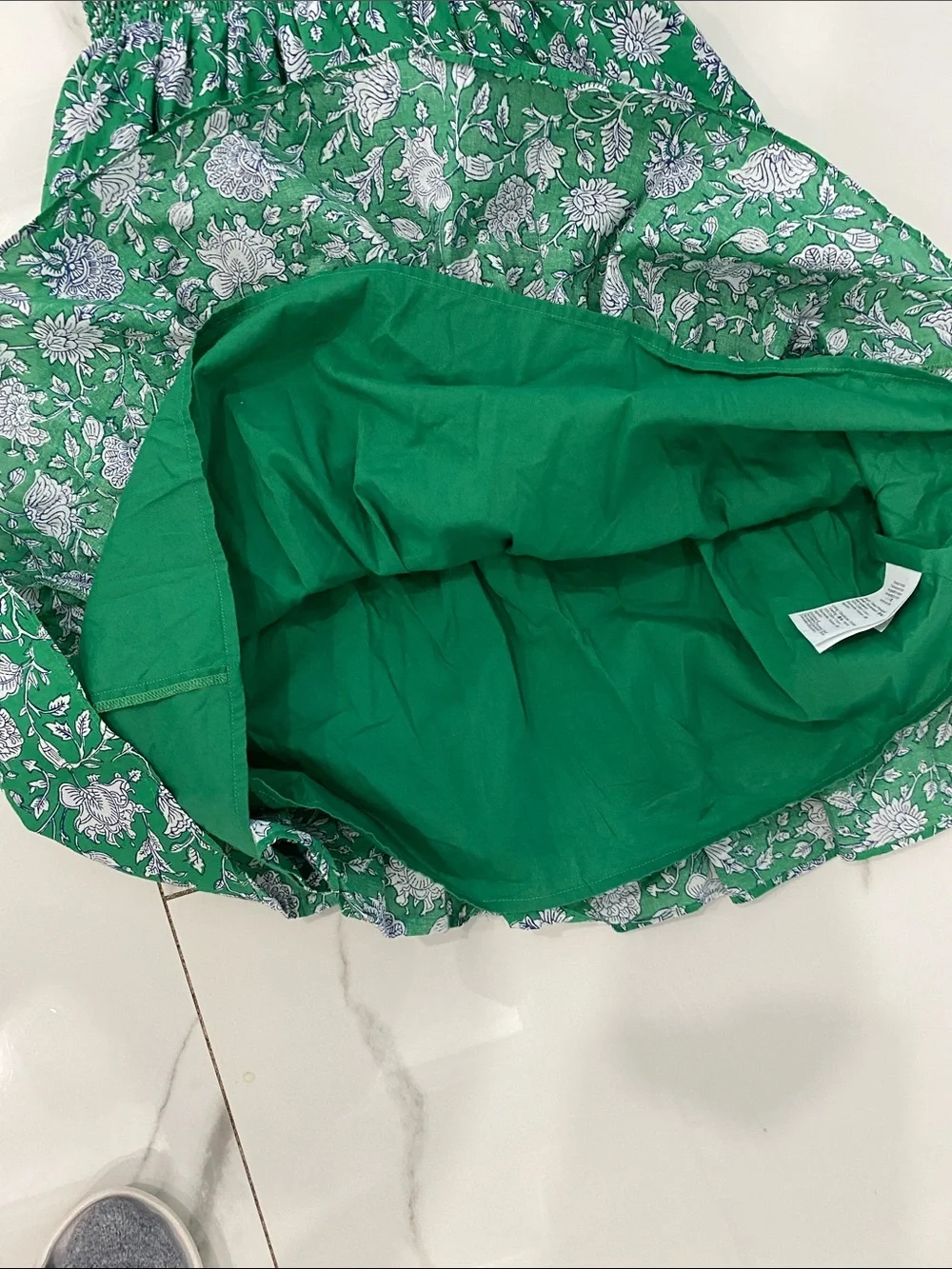J. Crew crewcuts girls Green Floral Ruffle Sundress with Smocked Bodice